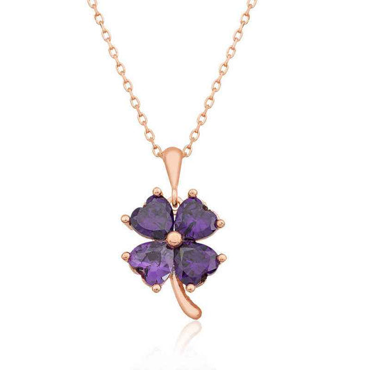 Purple Clover Silver Pendant