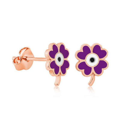 Phosphorescent Purple Clover Silver Earrings