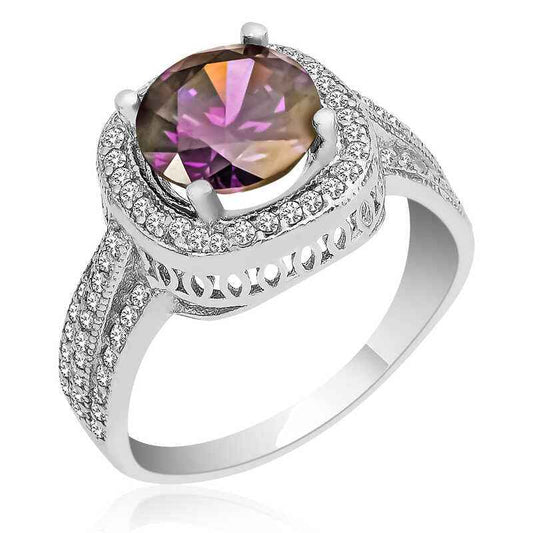 Purple Round Women's Silver Ring