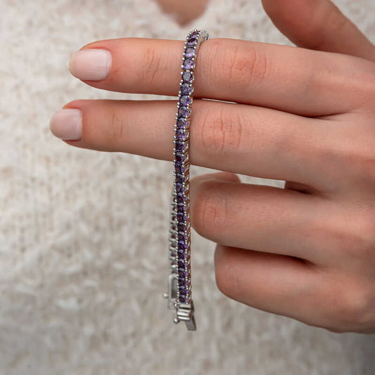 Amethyst Zircon Stone Waterway Women's Silver Bracelet