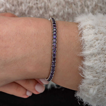 Bracelet en argent pour femme avec pierre améthyste et zircon