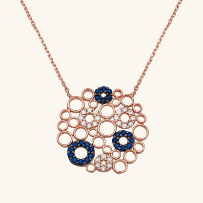 Round Mosaic Women's Silver Necklace