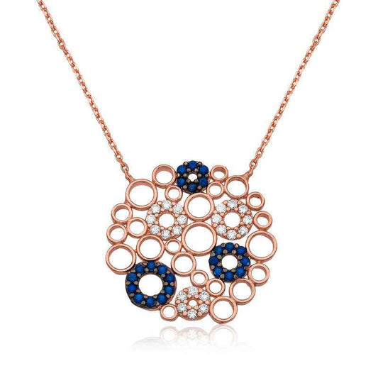 Round Mosaic Women's Silver Necklace