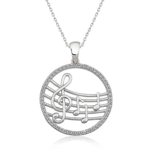 Music Themed Women's Silver Necklace