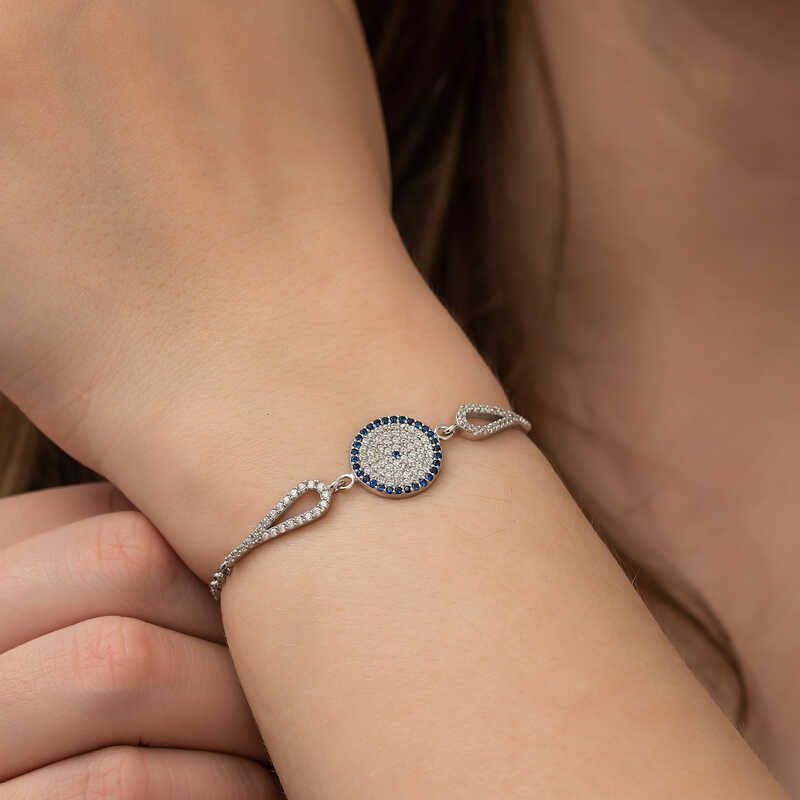 Bracelet mauvais œil en argent pour femme