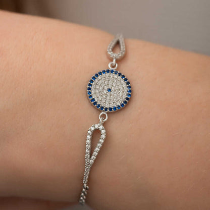 Bracelet mauvais œil en argent pour femme