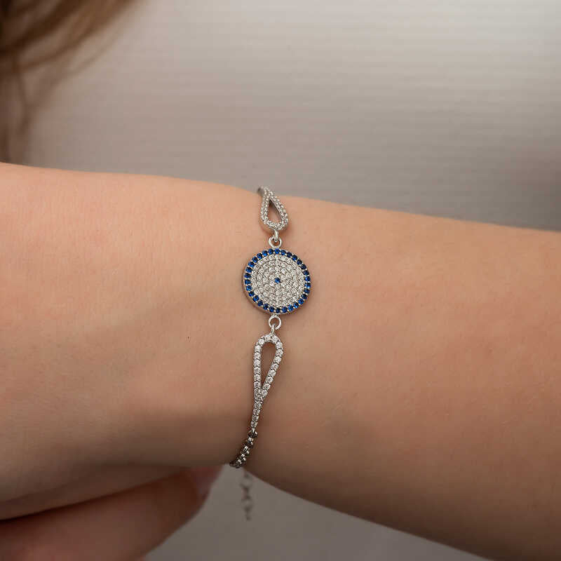 Bracelet mauvais œil en argent pour femme