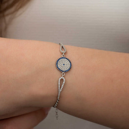 Bracelet mauvais œil en argent pour femme