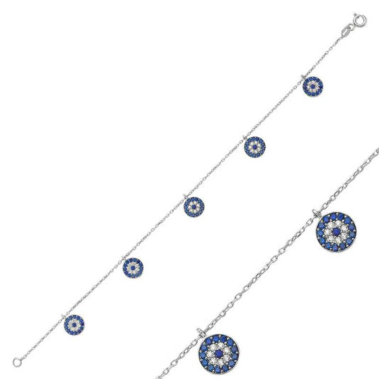 Bracelet mauvais œil en argent pour femme