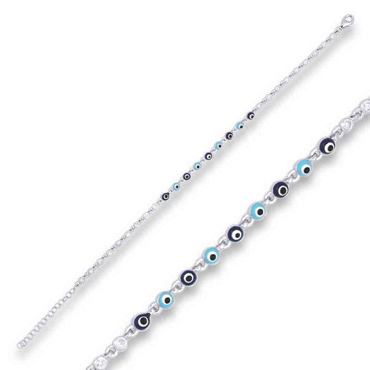 Nazar Boncuklu Silver Bracelet