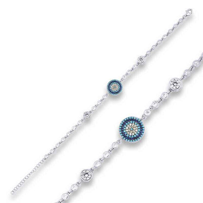 Nazar Boncuklu Silver Bracelet
