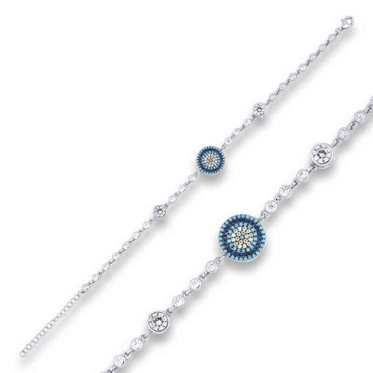Nazar Boncuklu Silver Bracelet