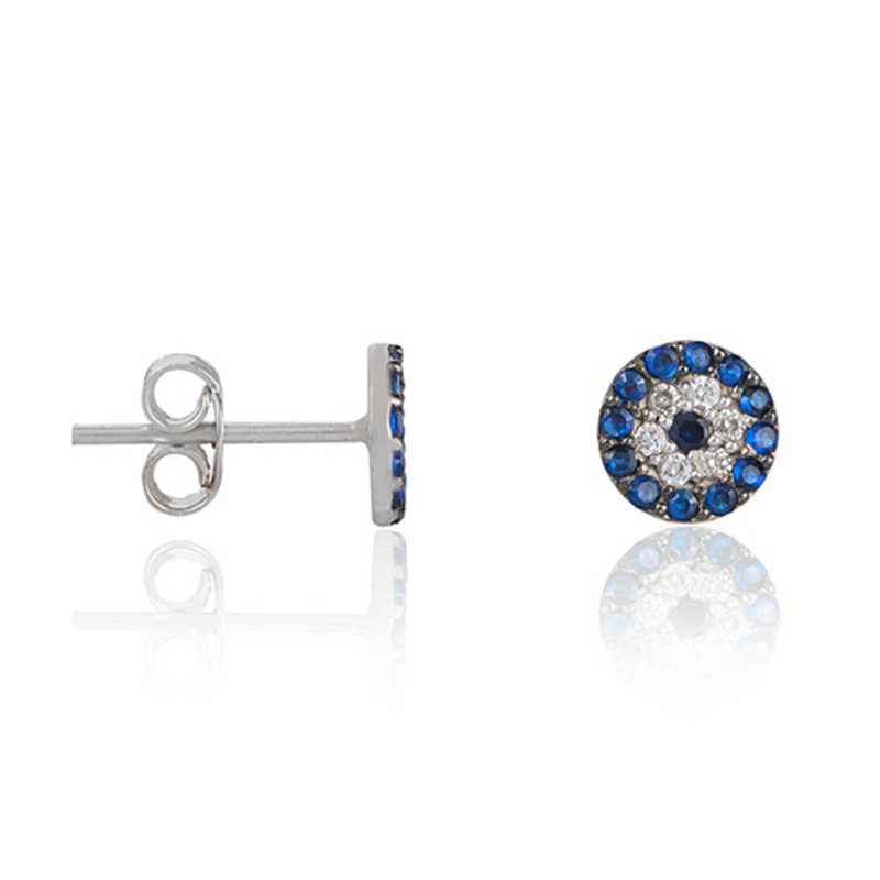 Silver Evil Eye Stud Earrings