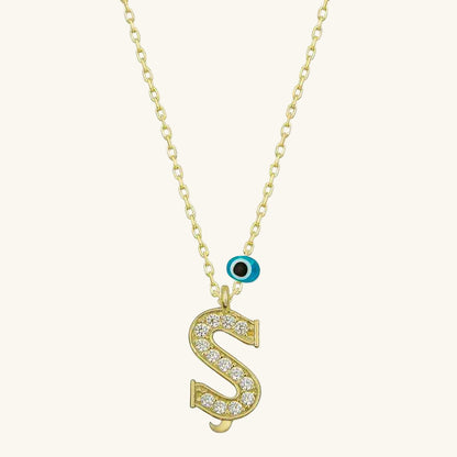 Gold Plated Nazar Ş Letter Women's Silver Necklace