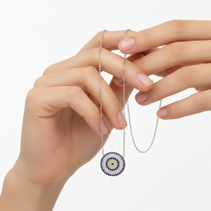 Evil Eye Damen Silber Halskette