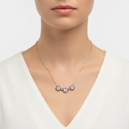 Silberne Halskette mit Anhänger „Böses Auge“ für Damen