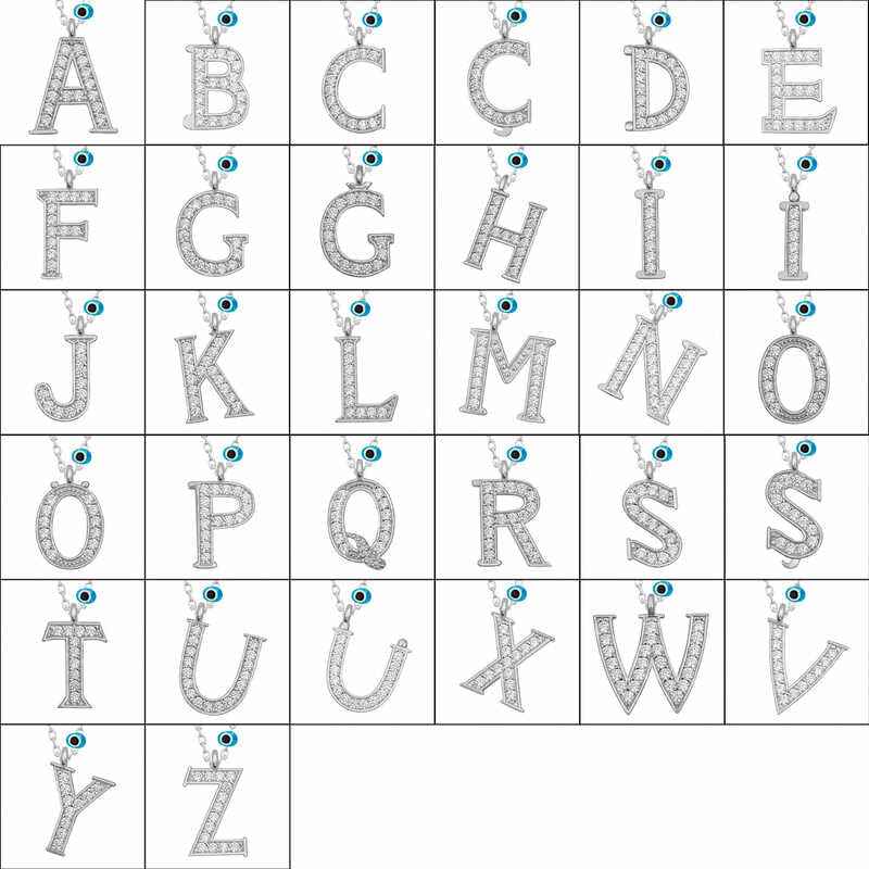 Nazar Rodyum C Letter Women's Silver Pendant
