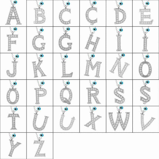 Nazar Rodyum C Letter Women's Silver Pendant