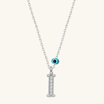 Evil Eye Rodyum i Buchstabe Damen Silber Halskette