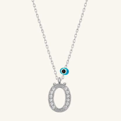 Evil Eye Rodyum O Buchstabe Damen Silber Halskette