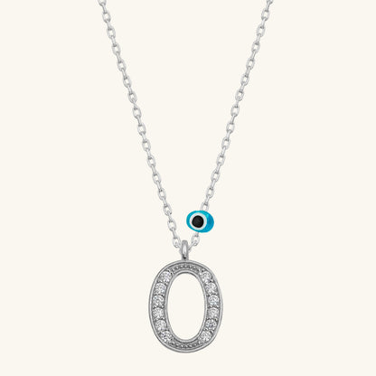 Evil Eye Rhodium O Buchstabe Damen Silber Halskette