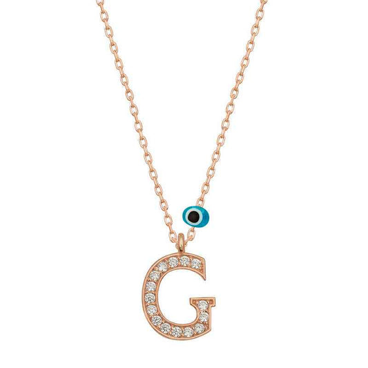 Nazar Rose G Letter Women's Silver Necklace