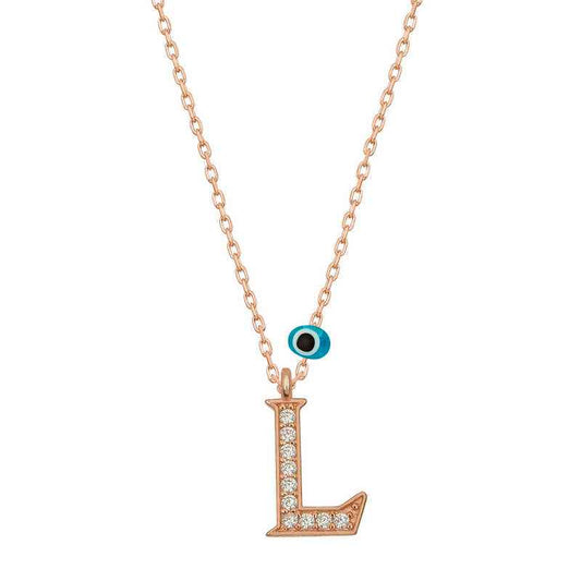 Nazar Rose L Letter Women's Silver Pendant