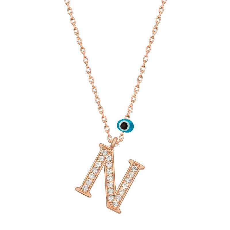 Nazar Rose N Letter Women's Silver Pendant