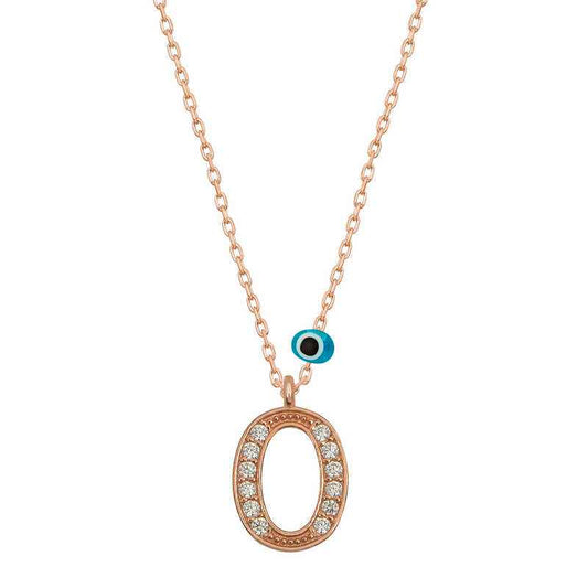 Nazar Rose O Letter Women's Silver Pendant