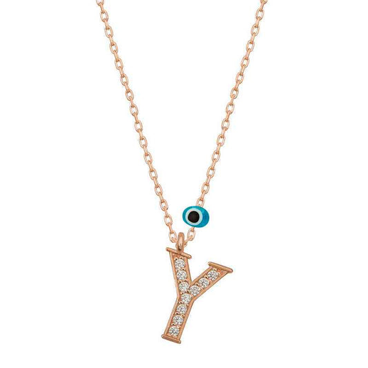Nazar Rose Y Letter Women's Silver Necklace
