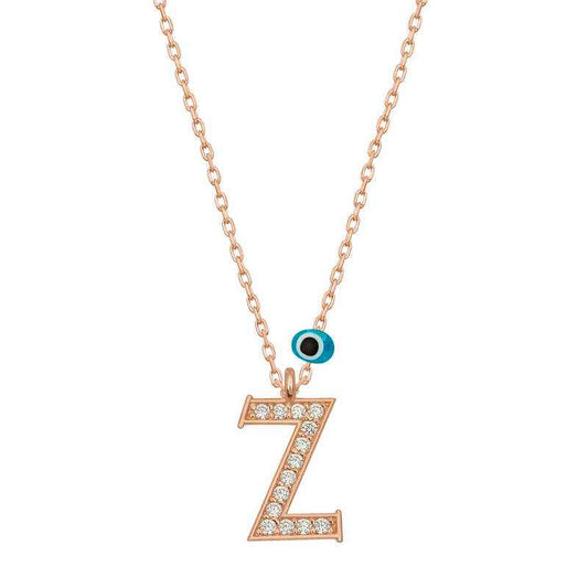 Nazar Rose Z Letter Women's Silver Necklace