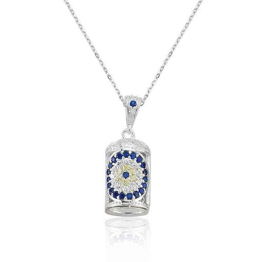 Evil Eye Prayer Amulet Women's Silver Necklace