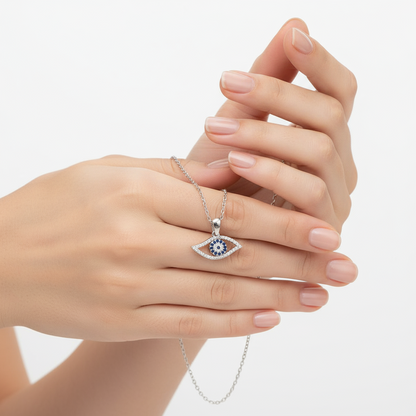 Evil Eye Damen Silber Halskette