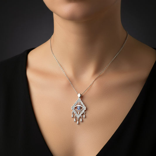 Evil Eye Damen Silber Halskette