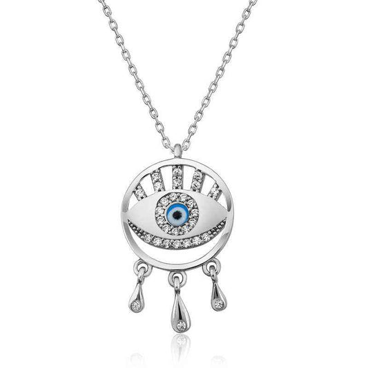 Evil Eye Silver Pendant Necklace