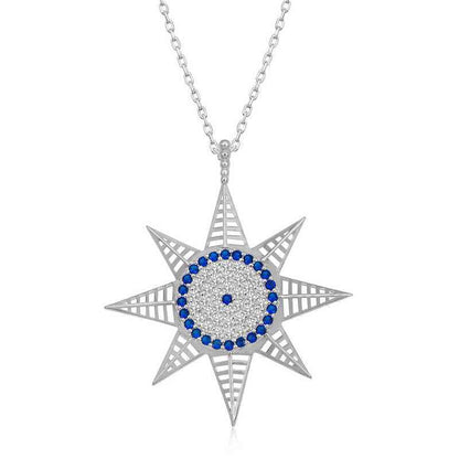 Nazar Evil Eye Polaris Star Women's Silver Necklace