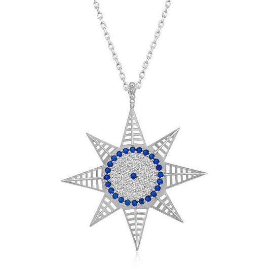 Nazar Evil Eye Polaris Star Women's Silver Necklace