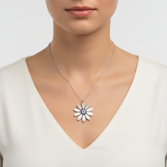 Evil Eye Daisy Damen Silber Halskette