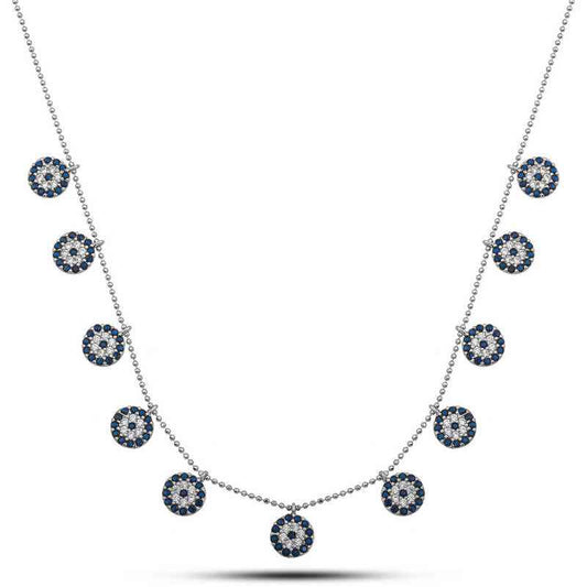 Nazar Evil Eye Luck Women's Silver Necklace