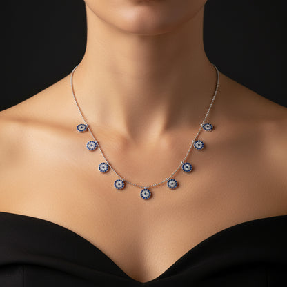 Evil Eye Luck Damen Silber Halskette