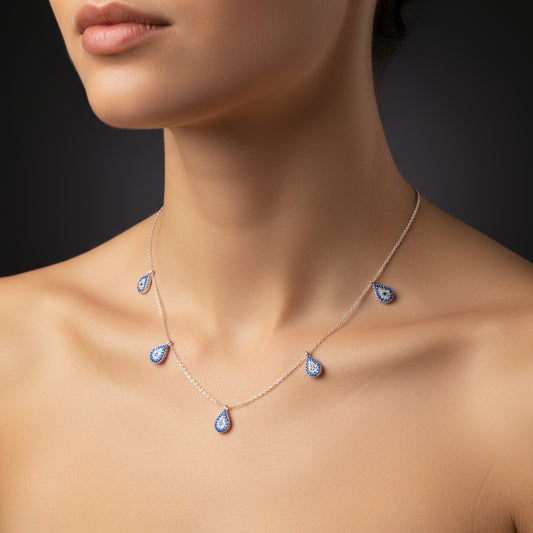 Evil Eye Luck Damen Silber Halskette