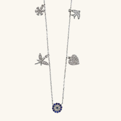 Glücksbringer-Silberkette mit bösem Blick 