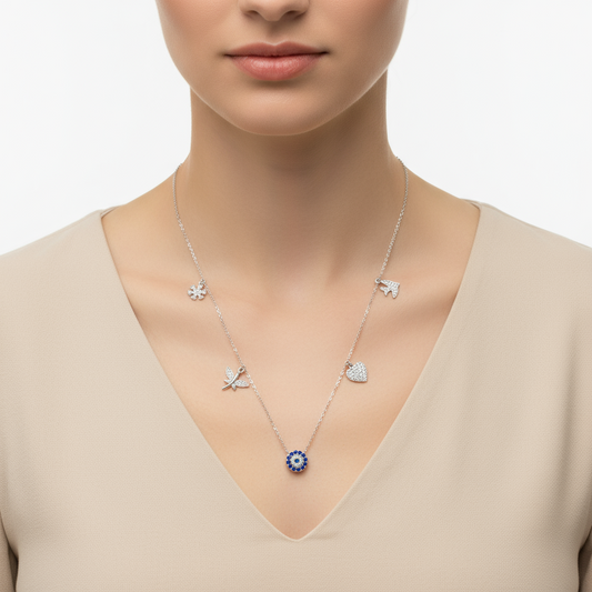 Lucky Evil Eye Silver Necklace