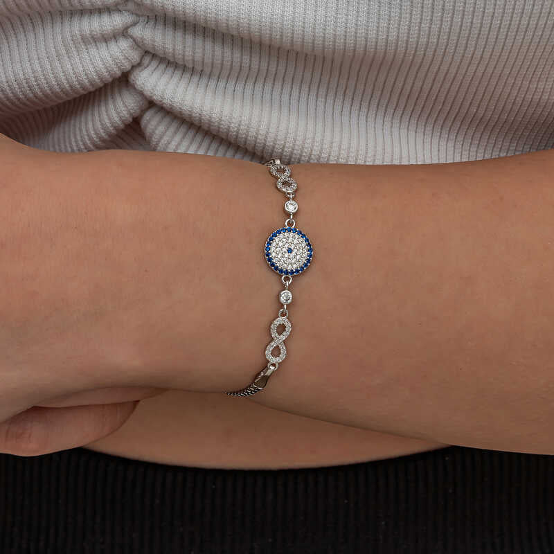 Bracelet en argent pour femme Evil Eye Infinity