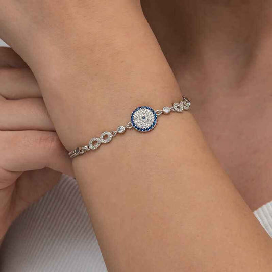 Evil Eye Infinity Women's Silver Bracelet