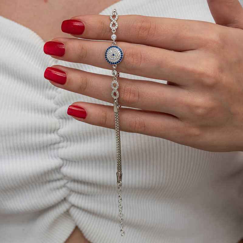Evil Eye Infinity Women's Silver Bracelet