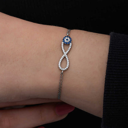 Bracelet en argent pour femme Evil Eye Infinity