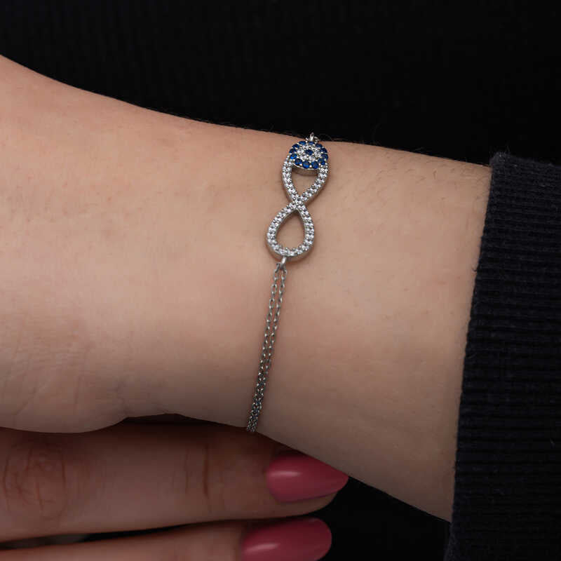 Bracelet en argent pour femme Evil Eye Infinity