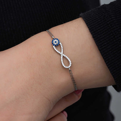 Bracelet en argent pour femme Evil Eye Infinity