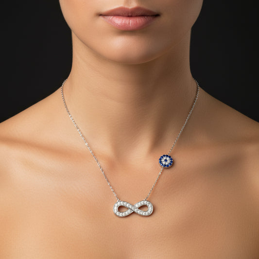 Evil Eye Infinity Damen Silber Halskette